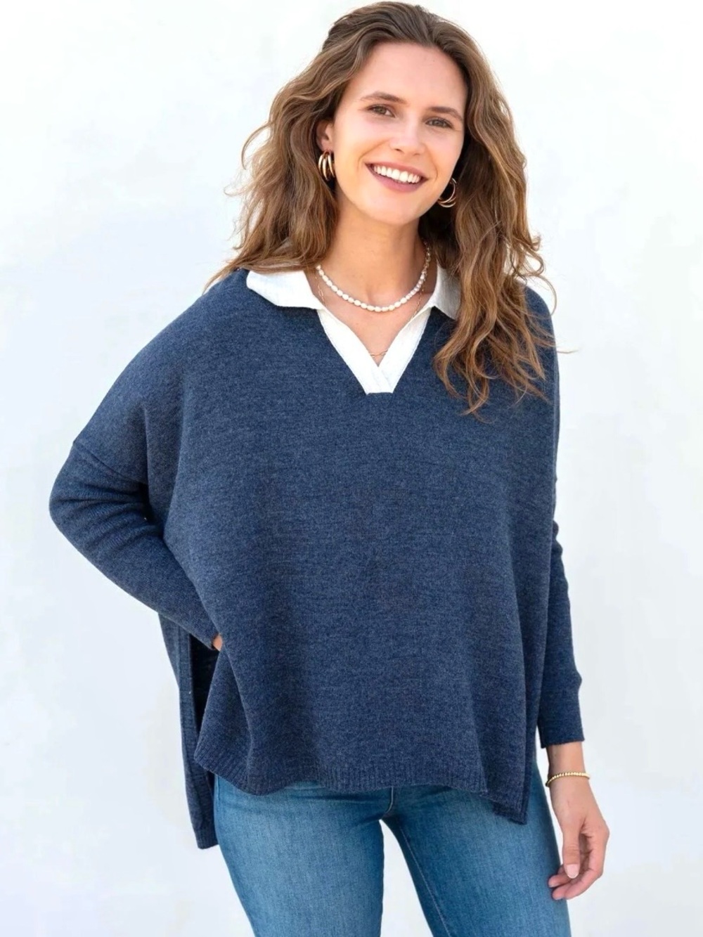 MERSEA Catalina Polo Sweater Women’s Size XL Pullover Oversized Dolman Sleeves